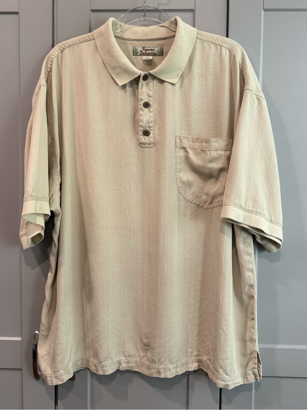 Tommy Bahama Silk Light Beige Men's Polo Shirt with Chest Pocket